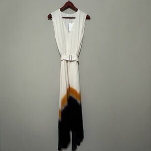 A.L.C. Women’s Silk Maxi Dress Size 6 Sleeveless‎ Belted V-Neck